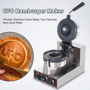 Machine à gaufres ronde en acier inoxydable AK14 1200W <span class=keywords><strong>gaufrier</strong></span> rotatif UFO commercial avec revêtement antiadhésif pour une cuisson uniforme - Product Image 3