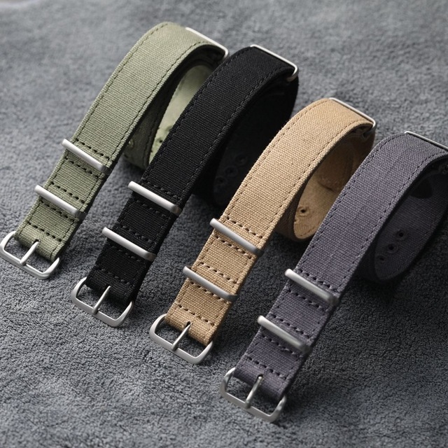 Canvas Fabric Breathable Watch Strap 18/20/22/24mm Pin Buckle Embroidered Hole Vintage Washable Durable Sport Watch Band