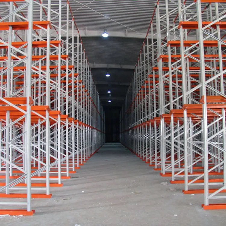 Heavy duty industriale RAL sistema magazzino acciaio pesante azionamento in portapallette scaffale magazzino rack resistente