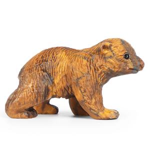 Oso Polar de ojo de tigre amarillo, cristal, venta al por mayor, adorno de piedras preciosas, estatua tallada, escultura de piedra curativa Reiki para decoración del hogar, artesanía - Product Image 3