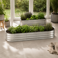 Kits de jardinières surélevées galvanisées de taille personnalisable pour la maison, jardinière ovale pour légumes et fleurs