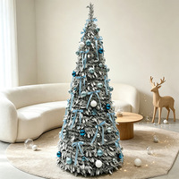 Sapin de Noël floqué pré-éclairé avec décorations variées, sapin de Noël pré-décoré pour la maison et l'affichage commercial