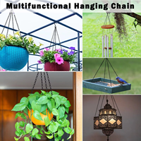 Chaîne suspendue en fer à 3 fils avec crochets pour pots de fleurs, mangeoires à oiseaux, jardinières, lanternes