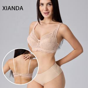 XIANDA OEM ODM Soutien-gorge push-up surdimensionné personnalisé pour femmes, respirant, avec dentelle florale, bretelles réglables, fermeture à crochet dans le dos, armatures - Product Image 2