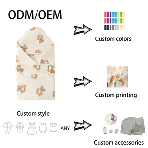<span class=keywords><strong>Couverture</strong></span> d'emmaillotage pour bébé 100% coton tricoté doux double couche toutes saisons motif dessin animé nouveau-né personnalisable - Product Image 2