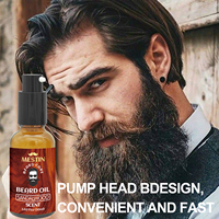 Huile de croissance de barbe biologique Amish de marque privée, parfum bois de santal, huile de jojoba, vitamine E liquide, emballage premium en vrac pour hommes
