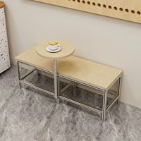 Ensemble de bancs de restaurant et café en aluminium industriel avec table d'appoint