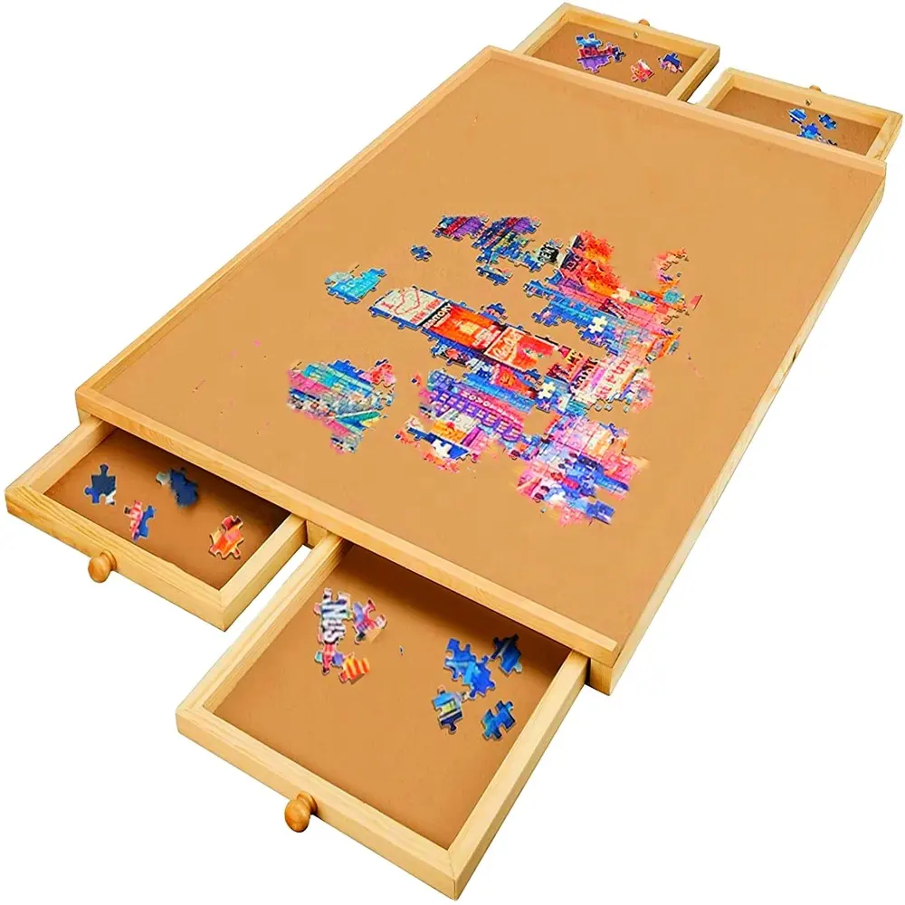 Groothandel Draagbare Vouwen Puzzel Games Tafel Houten Inklapbare Puzzel Tafel Met 4 Opberglades