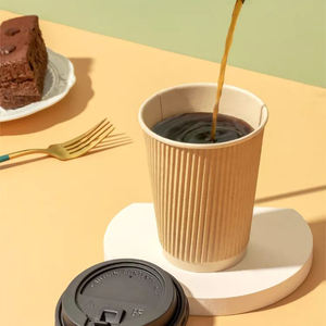 ถ้วยกระดาษแบบย่อยสลายได้สำหรับเครื่องดื่มร้อนพร้อมฝาปิดแก้วน้ำแบบย่อยสลายได้พิมพ์โลโก้และสี - Product Image 5