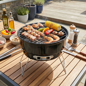 Portable Folding Charcoal BBQ Grill Round Outdoor Camping Grill With Spatula Compact Design For Picnic Use - Product Image 2