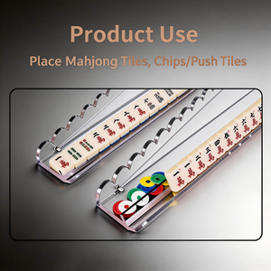 Soporte transparente para mahjong de 20 pulgadas con tira magnética, varilla de empuje, regla para empujar cartas y asistente de gestión de fichas tres en uno - Product Image 2