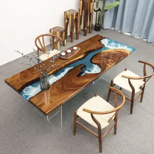 Contemporânea interior noz resina epóxi madeira mesa laje de madeira crua mesa para escritório