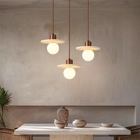Plafonnier Suspendu Wabi Sabi en Pierre Naturelle Travertin pour Îlot de Cuisine, Usage Domestique et Projet Hôtelier