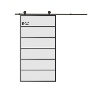 Porte coulissante Egc 40,2x80,7 en verre noir, aluminium, isolation thermique, extérieur, design contemporain commercial - Product Image 1