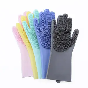 Dishwashing cleaning gloves Silicone Rubber gloves bath sponge Household Scrubber Kitchen Clean Tools Dropshipping Kitchen