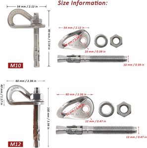 Ancrages d'escalade : Plaque de fixation à boulon M12 en acier inoxydable 304 poli miroir, cheville d'expansion fiable <span class=keywords><strong>pour</strong></span> l'ancrage dans le béton - Product Image 6