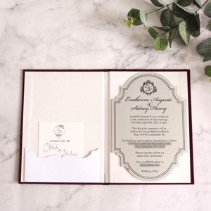 Mẫu Miễn Phí Thanh Lịch Tập Sách Nhung Wedding Lời Mời Thẻ Vàng Bạc Gương Acrylic Foiling Lời Mời Với Hộp Phong Bì - Product Image 1