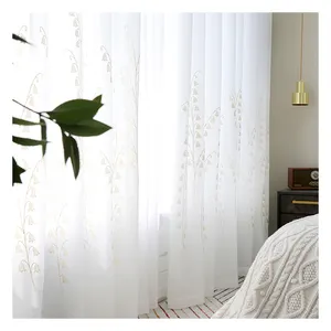 Innermor-cortinas modernas blancas para sala de estar, cortina lujosa bordada para cocina, dormitorio, tul simple transparente para ventana