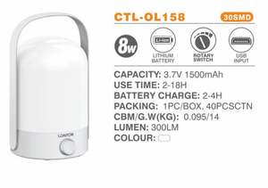 Lampe LED portable rechargeable par USB pour le camping en plein air, corps en ABS blanc, lampe suspendue pour tente, pour LONTOR DP Emergency - Product Image 6