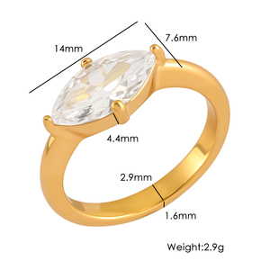 Anillo de Acero Inoxidable Chapado en Oro de 18K, Impermeable, con Piedra Natural de Ojo de Caballo <span class=keywords><strong>Grande</strong></span>, Chapado en Oro de 18K, a la Moda - Product Image 6