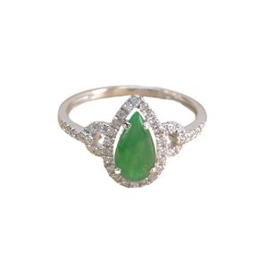 Natural Jadeite White Gold Diamond Ring <b>Chinese</b> Vintage Gemstone Jewelry 18K White Gold Diamond Jadeite Ring - Product Image 1