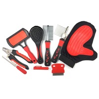 Hot Wholesale Care Handbag Type Portable Skimming Dog Brush Beauty De-Fluffing Tool Pet 8-Piece Set Cleaning Toilettage Kit