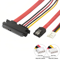 Câble de données et d'alimentation intégré SATA 7+15 vers 7 broches à courbure inversée avec connecteur XH2.54 4 broches, câble combo SATA pour SSD/HDD de carte mère ITX