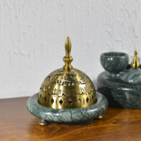 Brûleur d'encens Bakhoor en marbre vert naturel, brûleur d'Oud pour la décoration de table de Majlis, cadeau de festival pour la maison arabe, Ramadan, Aïd
