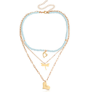 Joyería transfronteriza europea y americana, collar con colgante de dragón de corazón de cuentas de cristal azul cielo bohemio para mujer con único - Product Image 6