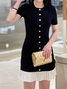 Abito Elegante di Alta Qualità Moda 2026, Nuovo Design Primavera-Estate, <span class=keywords><strong>Vestito</strong></span> <span class=keywords><strong>in</strong></span> <span class=keywords><strong>Maglia</strong></span> a Maniche Corte con Pieghe e Contrasto <span class=keywords><strong>Bianco</strong></span> e Nero - Product Image 5