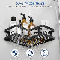 Porte-accessoires de douche d'angle mural en acier moderne et durable avec 5 crochets, taille personnalisée pour salle de bain