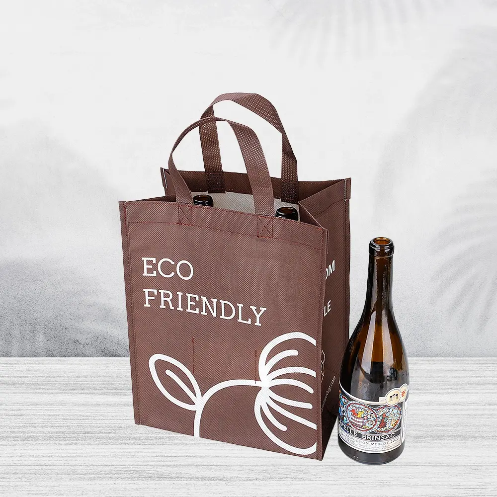 OEM/ODM özel logo RPET şarap tote çevre dostu baskılı kumaş taşıma alışveriş tote olmayan dokuma çanta