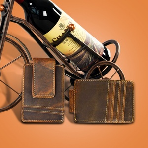 Boshiho RFID Customize Crazy Horse Genuine Leather Credit Card <b>Holder</b> With Money Clip Magnet Card <b>Holder</b> <b>Wallet</b> - Product Image 6