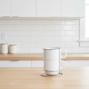 Regalo para el Día de la Madre Juego de Tazas de Café de Cerámica Lindas con Logo Personalizado y Soporte Metálico para 4 Tazas en Blanco para Sublimación por Transferencia de Calor Grande - Product Image 6