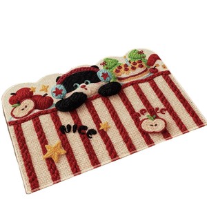 Tapis de bain simple en faux lin à rayures rouges, absorbant et antidérapant, pour l'entrée de la salle de bain - Product Image 5