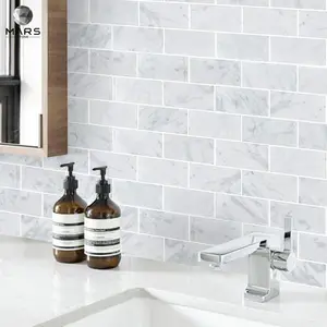 Italian White Carrara Marble Subway Brick Mosaic Tile 2*4 inch Honed