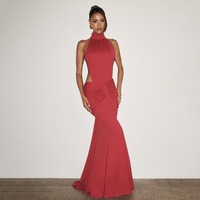 Nouvelle Robe Sirène en Jersey Dos Nu Halter 2026 pour Femme – Élégante, Découpes Latérales, Sexy, Coupe Ajustée, Idéale Soirée et Fête