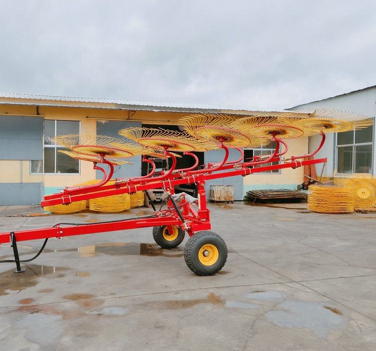 Straw Rake Tractor High Productivity Hay Rake - 8-Disc Hydraulic Folding Straw Rake