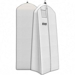 Housse de transport et de rangement personnalisée pour robe de mariée 72 pouces avec soufflet de 20 pouces – Blanc/Gris - Product Image 1