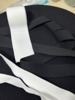 Bande élastique 100% polyester nylon, style chevron noir et blanc, pour textiles de maison, sacs, chaussures