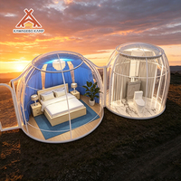 Dôme géodésique préfabriqué en polycarbonate PC Kawagebo Kamp (KK) de 3,5 m + 2,5 m de diamètre, rond, pour hôtel en plein air