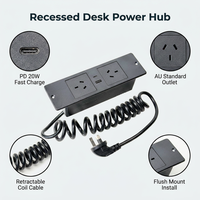 Enchufe de escritorio empotrado AU con 2 tomas de CA, USB-A, USB-C PD 20W, montaje empotrado para mesa, para oficina, conferencias, hotel