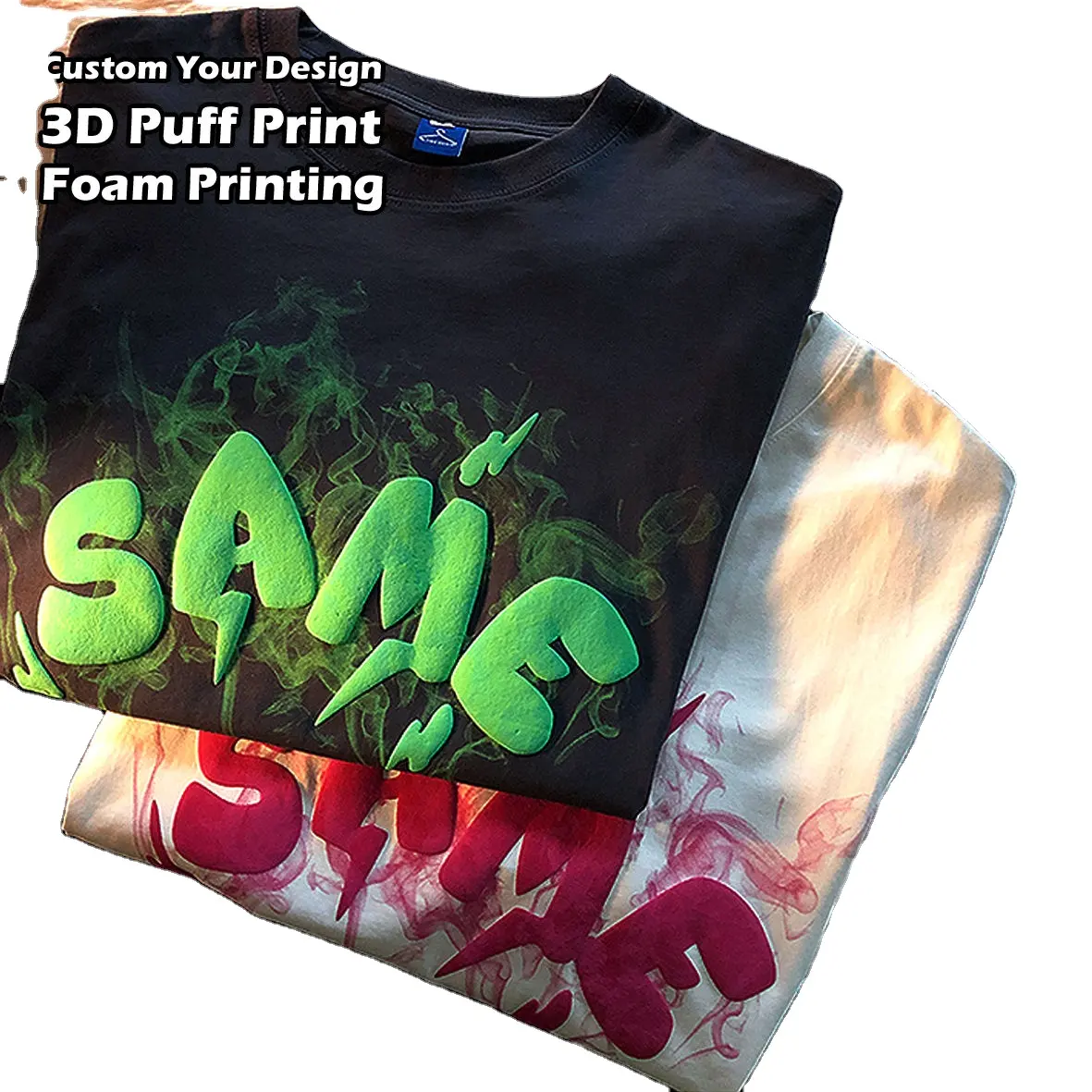 Alta Qualidade 100% Algodão OEM Sua Marca T-Shirt Custom 3D Foam Puff Print Logo Unisex Short Sleeve Men's Plus Size T-Shirt