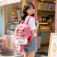 Sac à dos en peluche à cornes pour filles, idéal pour les trajets quotidiens, avec haut-parleur et fonction de chat vocal IA, design mignon et amusant, personnalisable