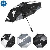 Parapluie de golf monochrome à motifs géométriques abstraits noir et blanc, résistant au vent, idéal pour les expositions d'art et les cadeaux personnalisés