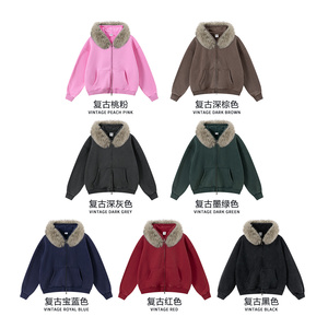 <span class=keywords><strong>Felpa</strong></span> con <span class=keywords><strong>Cappuccio</strong></span> Unisex Pesante 400gsm, Vestibilità Ampia, Zip, Pile Spesso, Colletto in <span class=keywords><strong>Pelliccia</strong></span>, Logo Personalizzato Stampato, Felpe da Uomo - Product Image 2