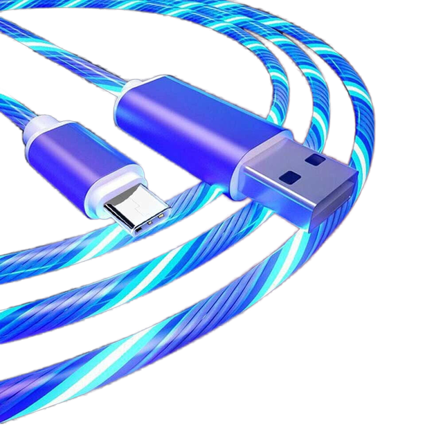 LED Flowing Light Charger Cable Micro USB Type C Fast Charging Promotional Gift Cord for Mobile Phones