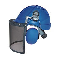 FS3009 Chapeau de sécurité cache-oreilles visière de protection faciale Combinaison de protection de jardin en trois pièces Masque de protection de tonte Ensemble de casque de journalisation