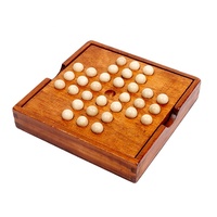 Jeu de billes sautillantes Peg Solitaire avec 33 billes en bois, boîte en bois