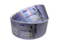 Autocollant adhésif holographique mat en PET imperméable et résistant à l'huile, emballage de savon liquide, forme oblongue, impression offset CMYK personnalisée
